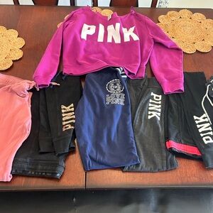 Pink Victoria secret Logo 1 Sweatshirt and 6 Pants Set